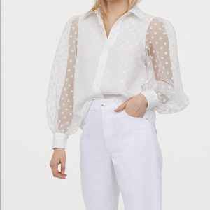 H&M organza sleeve blouse